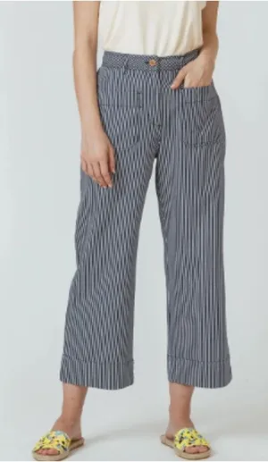 SKFK Mariartze Cropped Culottes Pants Womens Sz 6 8 Organic Cotton Striped thumbnail 1