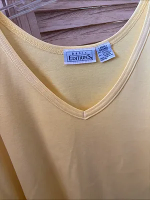 Basic Editions Yellow V-Neck Tank Large thumbnail 3