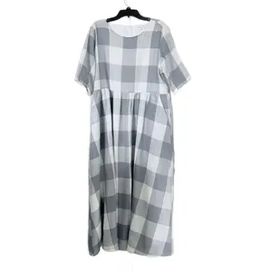Roolee Gray Buffalo Check plaid gingham Maddie midi maxi dress L thumbnail 4
