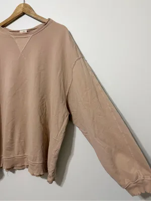 Free People Oversized Crewneck Sweatshirt Size Large Distressed Boho Pullover thumbnail 5