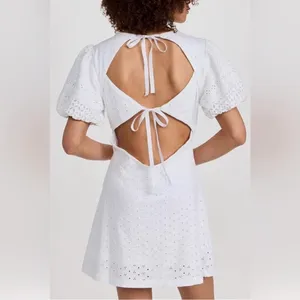 Free People White Apricot Rose Eyelet Mini Dress Size Small thumbnail 2
