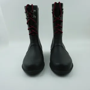 Merona Rain Boots Womens 6 Black Rubber Waterproof Lace Up Red‎ Laces Utility thumbnail 6