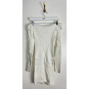 EDIKTED Emma Long Sleeve Off the Shoulder Minidress in White Size Medium/Large thumbnail 6