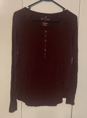 American Eagle Outfitters Soft & Sexy Women’s Small Wine Color Long Sleeve Top thumbnail 1