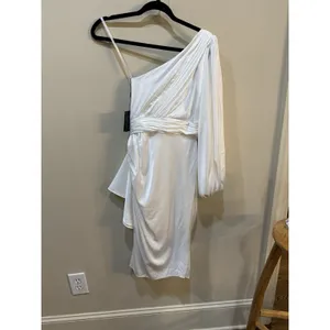 Mac Duggal SATIN ONE SLEEVED COCKTAIL DRESS New Size 4 Bridal thumbnail 5