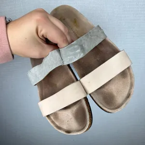 Loeffler Randall Women's‎ Size 9 Beige Tan Leather Fur Slides Sandals Cork Sole thumbnail 2