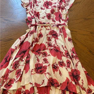 Free People Floral Pink Ruffle Wrap Dress‎ Medium thumbnail 5