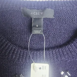 J. Crew NWT Womens Navy Blue Jeweled Embellished Mohair Wool Blend Sweater‎ S thumbnail 4