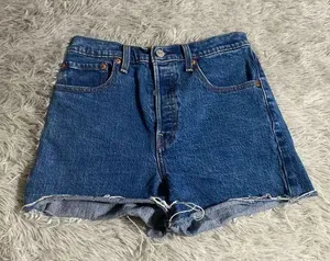 Levi's Ribcage Shorts Womens 27 Blue High Waist Button Fly Denim Spring Summer thumbnail 1