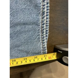 American Eagle Super High Rise Baggy Wide Leg Jeans Blue Raw Hem Size 12 Regular thumbnail 7