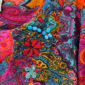 Chico's Colorful Paisley Women's Blouse beaded M/8 v-neck boho casual sequin thumbnail 10