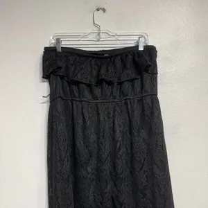 Trixxi Black Lace Strapless Maxi Dress Sz 2X Ruffle Top Sheer Overlay thumbnail 7