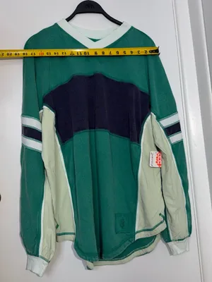 NWT FP Movement by Free People Green Navy Cream Rugby Embroidered Sweatshirt thumbnail 8