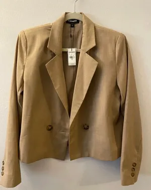 Express Woman’s Beige Blazer Suit Jacket XS thumbnail 1