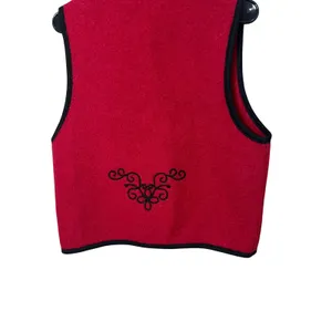Vintage L.L.‎ Bean Wool Vest Women's Medium Red Black Embroidered Sleeveless thumbnail 9
