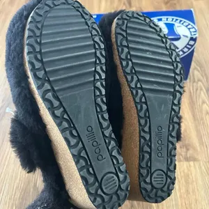 PAPILLIO by BIRKENSTOCK black teddy platform clog mules slip on shoes eur 40 new thumbnail 4