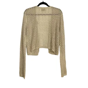 Abercrombie & Fitch Vintage Ramie Cotton Blend Knit Crochet Cardigan LARGE Y2K thumbnail 2