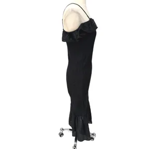 Anthropologie Celandine Off the Shoulder Smocked Midi Dress‎ Black Size XXS thumbnail 11
