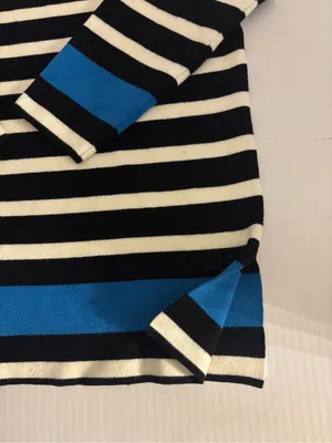 Jones New York Black, White & Blue Striped Turtleneck Sweater Size 1X thumbnail 4