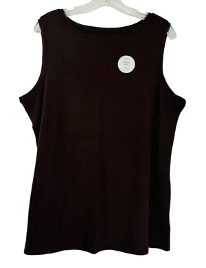 Croft & Barrow Classic Tank Chocolate Brown 100% Cotton Sleeveless Top XL thumbnail 1