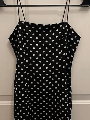 Urban‎ Outfitters Black White Polka Dot Slip Mini Dress XS Smocked thumbnail 1
