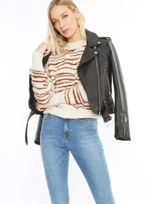 4Sienna Rebecca Zebra Print Sweater Top Brown Tan thumbnail 4
