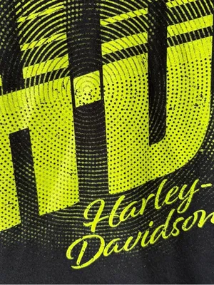 Harley-Davidson T-Shirt Womens Sm‎ Black Yellow Logo V-neck Bikercore Motorcycle thumbnail 3