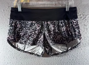 1428 | Lululemon Speed Up Floral Running Training Shorts Black Purple Womens‎ 6 thumbnail 1