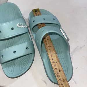 Crocs Classic Two-Strap Slide Sandals Aqua Blue Jibbitz Attached Women's 9 thumbnail 13