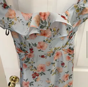 Majorelle Godfrey Gown Blue Floral Off The Shoulder Dress Size XS thumbnail 7