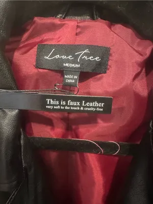 Love Tree Black Faux Leather Moto Jacket with Zip Details thumbnail 8
