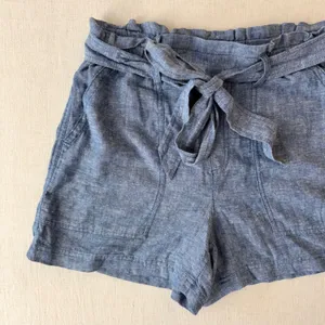 Gap Paperbag Waist Shorts Womens Small Blue Linen Blend High Rise Tie Belt thumbnail 8
