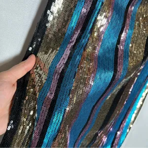 NWT Lulus Just Your Stripe Blue and Gold Sequin‎ Bodycon Mini Dress Size XS thumbnail 6
