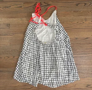 Double Zero Black and White Checkered Mini Dress with Vibrant Orange straps thumbnail 2