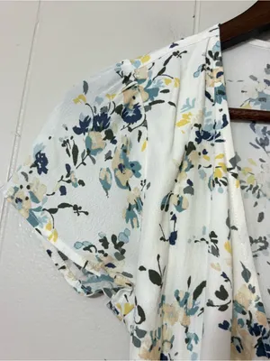 Abercrombie & Fitch Floral Faux Wrap Mini Dress XS White Blue Cottagecore thumbnail 6