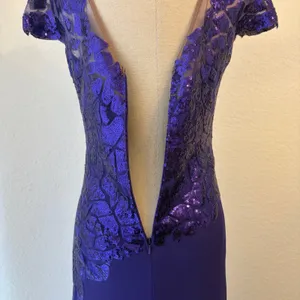 Tadashi Shoji Gown 6 Purple Sequin Illusion Mesh Formal Dress Event Gala Wedding thumbnail 9