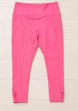 FP Movement Women's No Limits High-Rise Ruched 3/4 Legging Yoga Pink M thumbnail 1