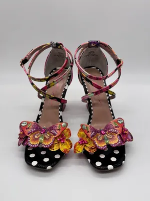 Betsey Johnson Camile Sandals 3D Butterfly Floral Ankle Strap Polka Dot Heel 5.5 thumbnail 4