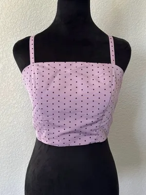 Old Navy Lilac Polka Dot Square Neck Crop Top thumbnail 3