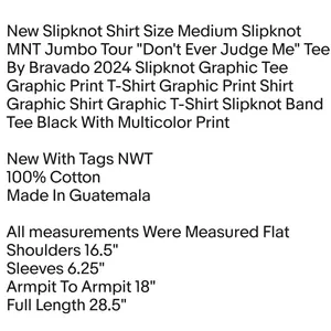 Bravado New Slipknot Shirt Size Medium Slipknot MNT Jumbo Tour "Don't Ever Judge Me" Tee By Unisex thumbnail 2