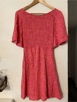 Free People Pink Floral Smocked Skater Dress Femme Florence Mini Medium thumbnail 3