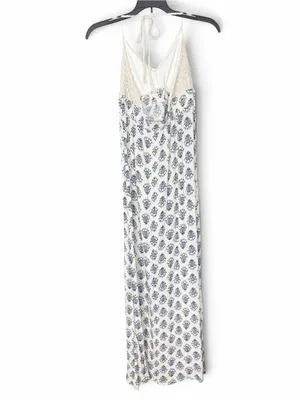 American Rag Cie XL Boho Crochet Floral Maxi Dress Blue Ivory Festival thumbnail 3