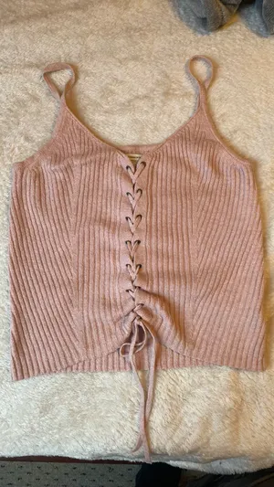 American Eagle Outfitters Pale Pink Crop Top thumbnail 1