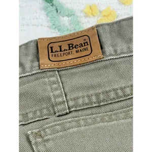 LL Bean Vintage Womens Size 14 High Waist Pleated Tapered Leg Jeans Khaki‎ thumbnail 11