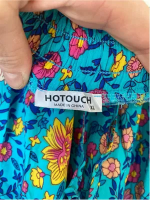 HOTOUCH XL Turquoise Floral Maxi Skirt Tiered Ruffle Slit Cottagecore Boho Flowy thumbnail 9