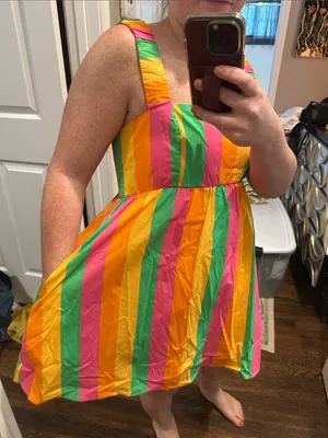 NWT Show Me Your MuMu Fling Mini Dress Neon Strip Poplin thumbnail 2