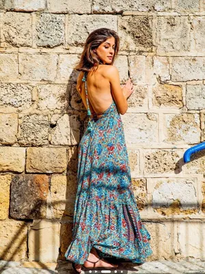 Open Back Boho‎ Love Maxi Dress In Floral Print - Size: One Size. thumbnail 5
