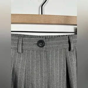 Primark Gray Pinstripe Pleated Wide Leg Trousers Dress Pants Size 2 thumbnail 7