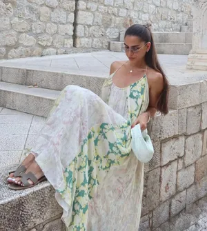 Zara Floral Halter Dress flowy summer casual vacation bohemian thumbnail 13