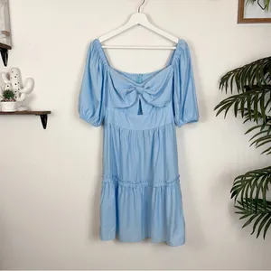 J.ING Blue Summer Casual Baby Doll Mini Dress Size Large thumbnail 2